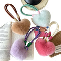 HOT Heart Keychain Charm Rex Rabbit Fur Heart Pompom Key Chain Women Girl Bag Charms Cars Accessory Simple Fluffy Keyring Gifts