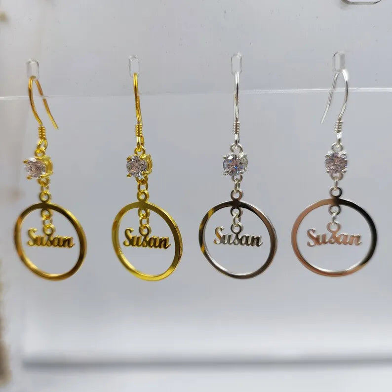 Custom Name Earrings 925 Silver Stainless Steel 18K Gold Plated Hoop Dangle Stud for Women Wholesale Gift