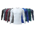 OEM Custom Logo Embroidery Long Sleeve Gym Sports T-Shirt Quick Dry Mens Training Tops with Solid Pattern Compression Shirt