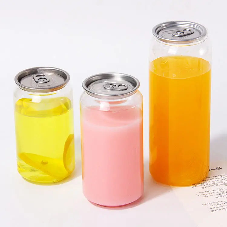 Free Sample 250ml 330ml 400ml 500ml Round PET Plastic Cans With Easy Open End