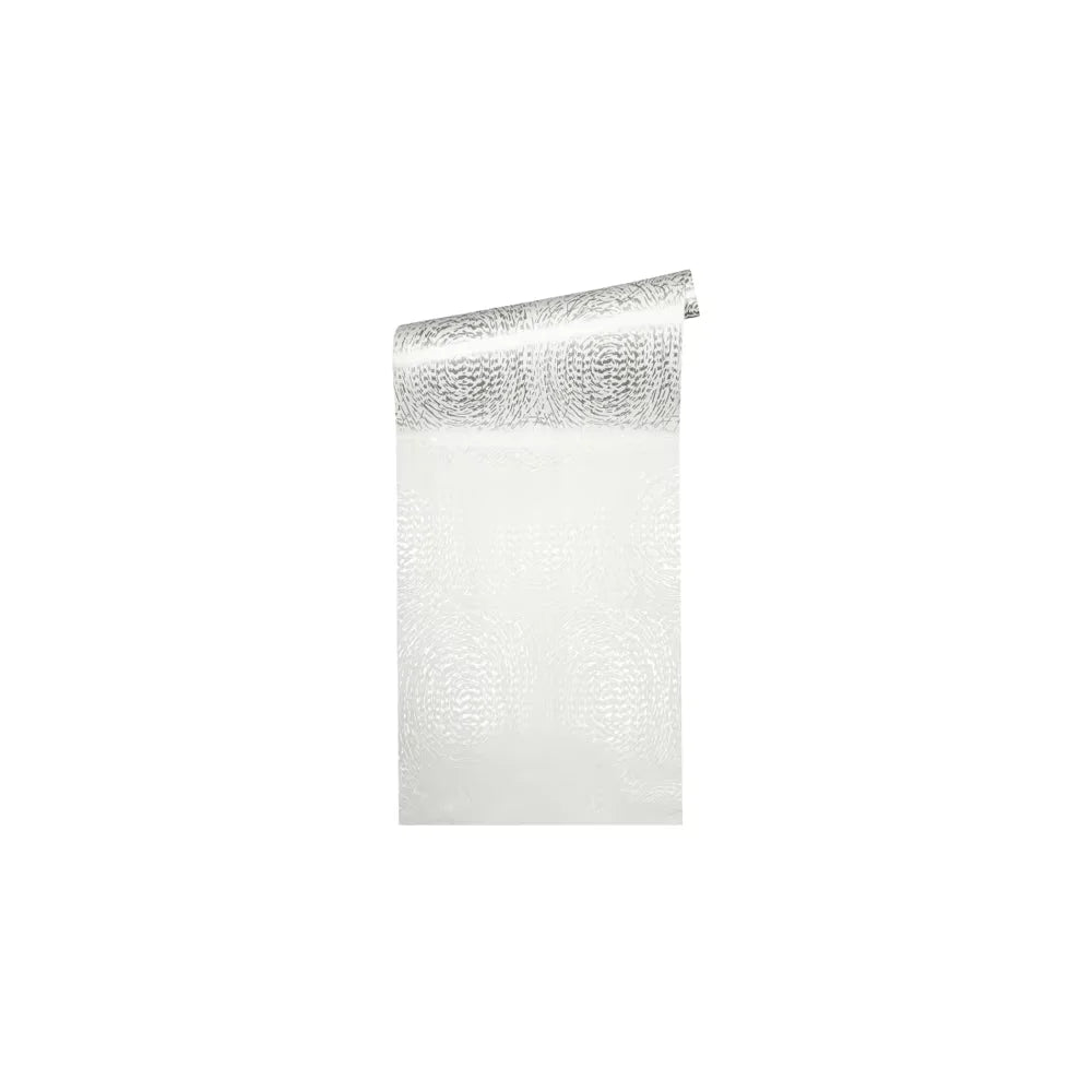 Made in Germany - Luxury Wallpaper rolls Geometric Silver White Non Woven Contract Wallpaper Dots Circles - 1005 x 053 m