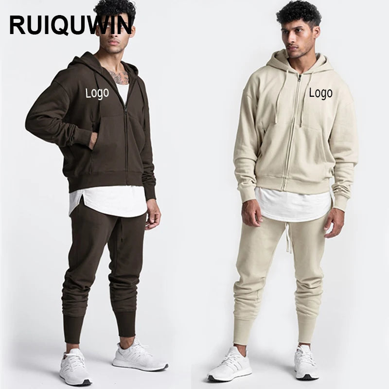 RUIQUWIN Custom Logo Fashion Men's Tracksuit Casual Jogging Tracksuit Hoodie Tracksuit Pants Two Pieces