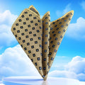 Yellow and Blue and Checkered Jacquard Woven Pocket Square