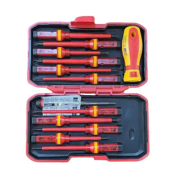13-piece Screwdriver Set Chrome Vanadium Steel Electrical Plastic Handle VDE Insulated Screwdriver Set