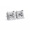 Women's 6.53mm Princess Cut Zircon Earrings Brass Trendy Jewelry Screw Pattern Party CZ Stud