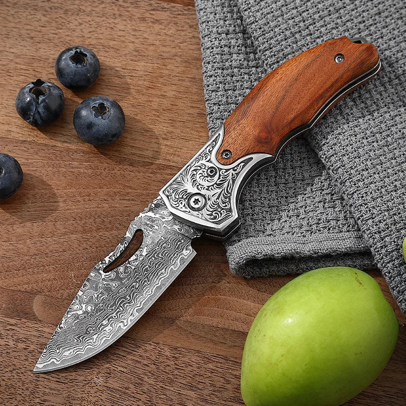 Best-selling Damascus Stainless Steel Multi-purpose Folding Fruit Knife for Cats with Sharp Edge
