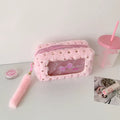Ginzeal High Quality Velvet Cosmetic Bag Large Capacity Candy Plush Makeup Bag for Women with Bow
