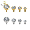 Labret Piercing Top 5A Zirconia 16G Internally Threaded Bezel Setting Titanium ASTM F136 PVD Gold Plated Earrings Piercing