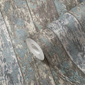 Germany Made Modern Wood Look Blue Brown Grey Non Woven Vinyl Wallpaper Rolls for Kitchen & Hotel Use 1005x053m