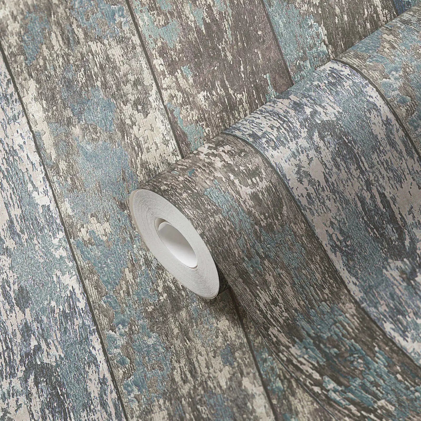 Germany Made Modern Wood Look Blue Brown Grey Non Woven Vinyl Wallpaper Rolls for Kitchen & Hotel Use 1005x053m