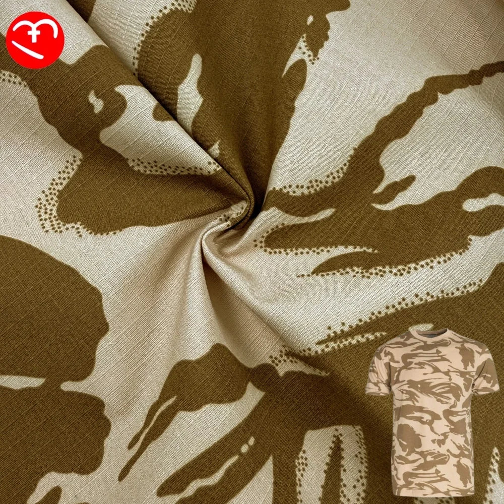 British Desert Camouflage Fabric Nylon Cotton Plaid Printed Fabric Waterproof Breathable for Tactical Outdoor Clothing Hat