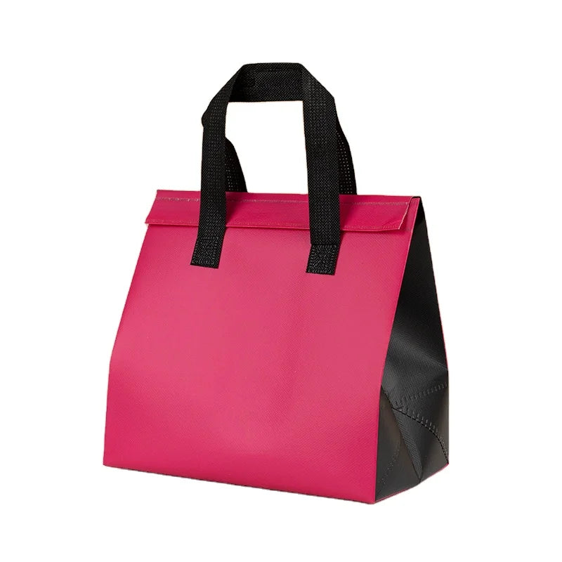 MU Rose Custom Food Packaging Thermal Cooler Bag Takeaway Fast Food Non Woven Freezer Bag Lunch Food Packing