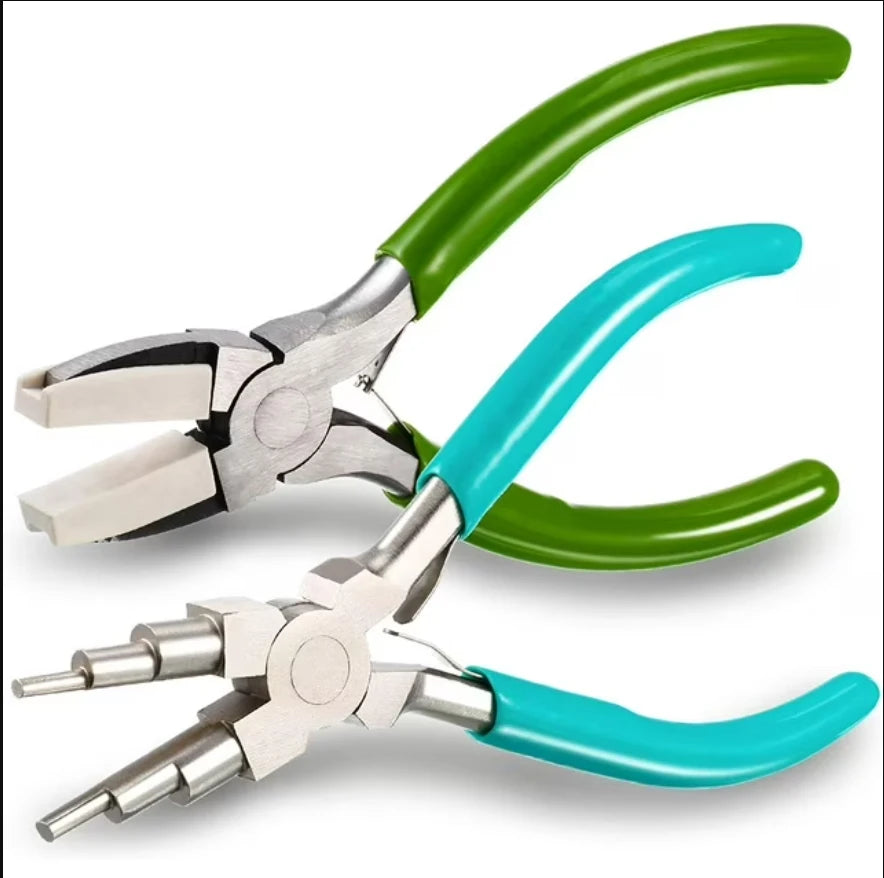 2 Pieces Jewelry Making Tool Including 6 in 1 Jewelry Pliers Wire Bending Pliers for Jewelry Making Beading Looping Shaping Wire