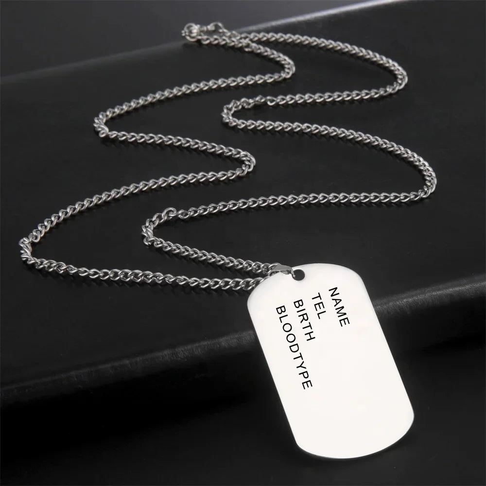 Geometry Personality Stainless Steel Engrave Custom Letter Necklace for Women Men Pendants Jewelry Gifts for Couple
