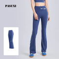 PASUXI New Women's High Waist Yoga Pants Flared Nude Stretch Running Fitness Hip Lift Workout Trousers Striped Sports Leggings
