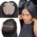 Human Hair Toppers for Women Real Human Hair Thinning Thin 16x18CM Silk Base Clip in Remy Hairpieces Hand-Tied Natural Black MegaBDM