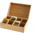 Multi-Functional Bamboo Wooden Tea Storage Box Eco-Friendly 8 Compartment Natural Tea Bag Holder Food Coffee Rectangle Shape PSC