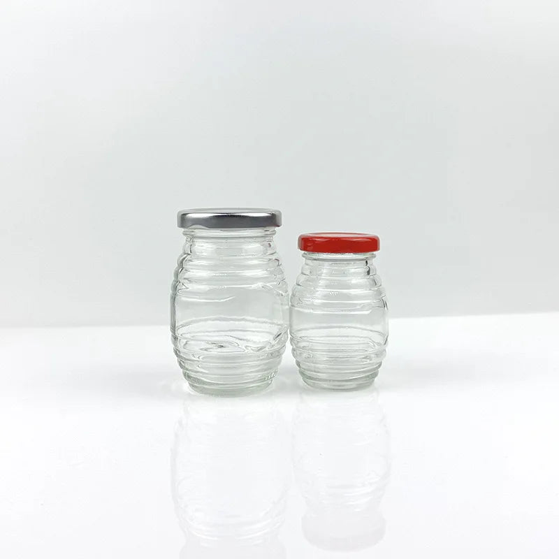 250g Glass Honey Jar Customized Mini Glass Kitchen Containers Honey Transparent Honey Bottle With Lids for Food Storage