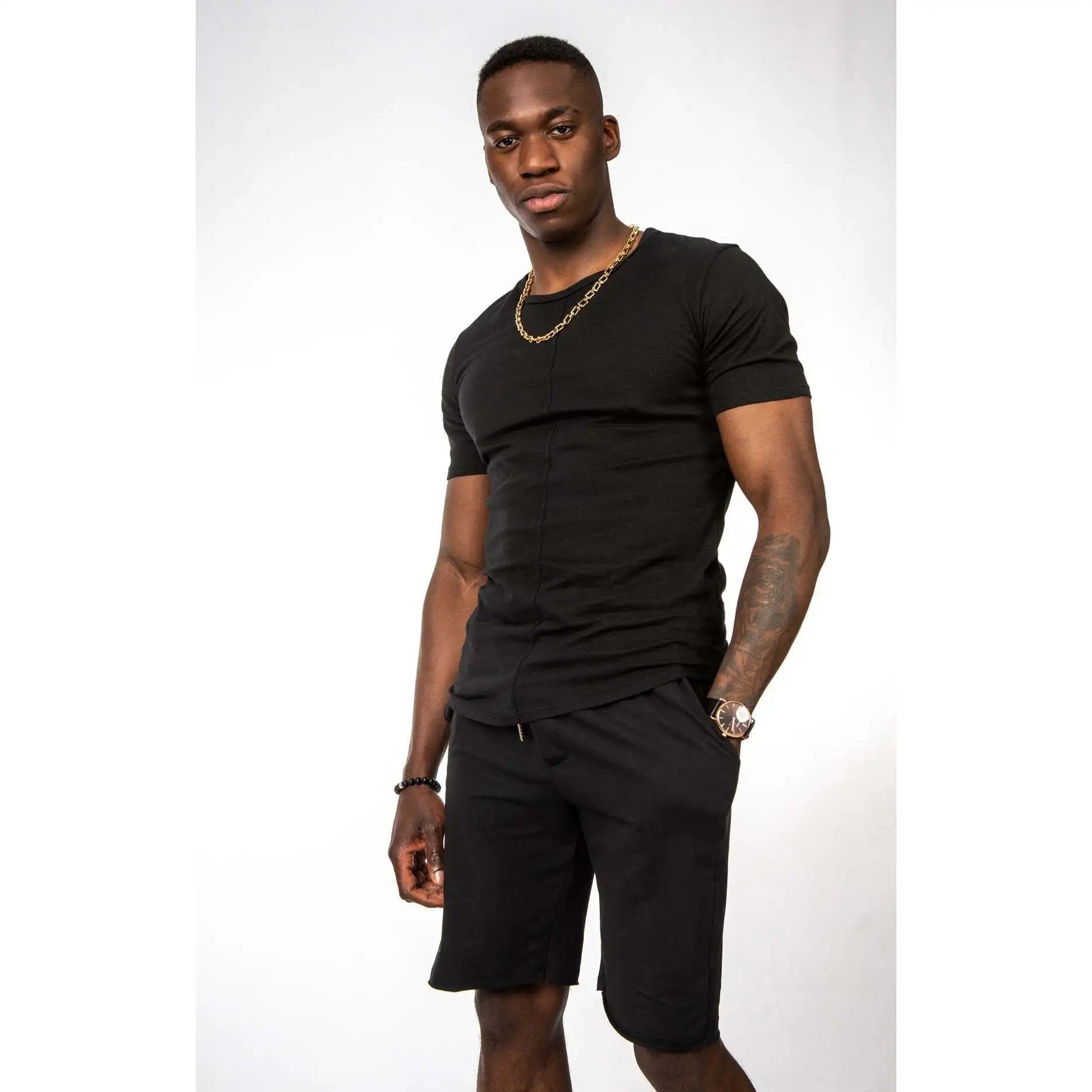 Imperio Shop Eco-friendly Breathable Summer Casual Men's Organic Cotton Sustainable Semi-Fitted White Knitted T-Shirt Set