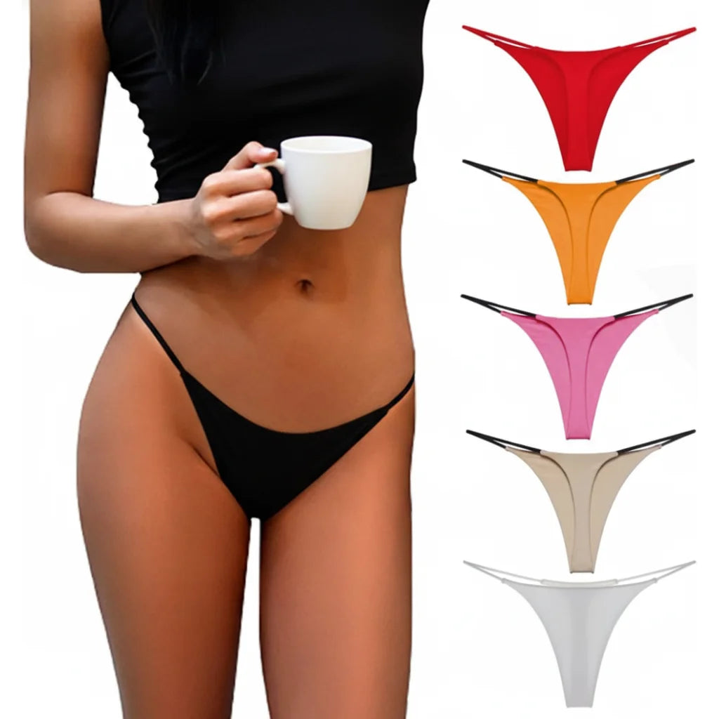 Hot Selling Womens Custom Cotton Thongs G String Panties Sexy Solid Low T Back Bikini Underwear 100% Cotton Waist Logo Wholesale