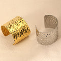 Dreamshow Statement Chunky Cuff Bangle Fashion Jewelry Women Hammered Texture Gold Plated 316L Stainless Steel Jewelry