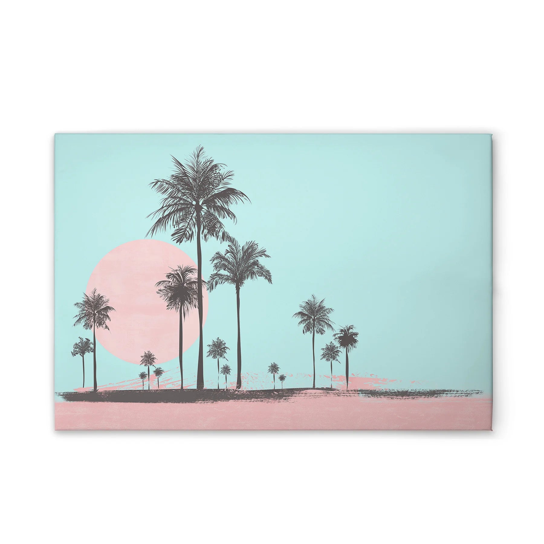 Made In Germany - Home Decor Canvas Picture Miami Beach Pink Blue - Wall Painting Mural In Blue And Pink - Stretcher Frame Art