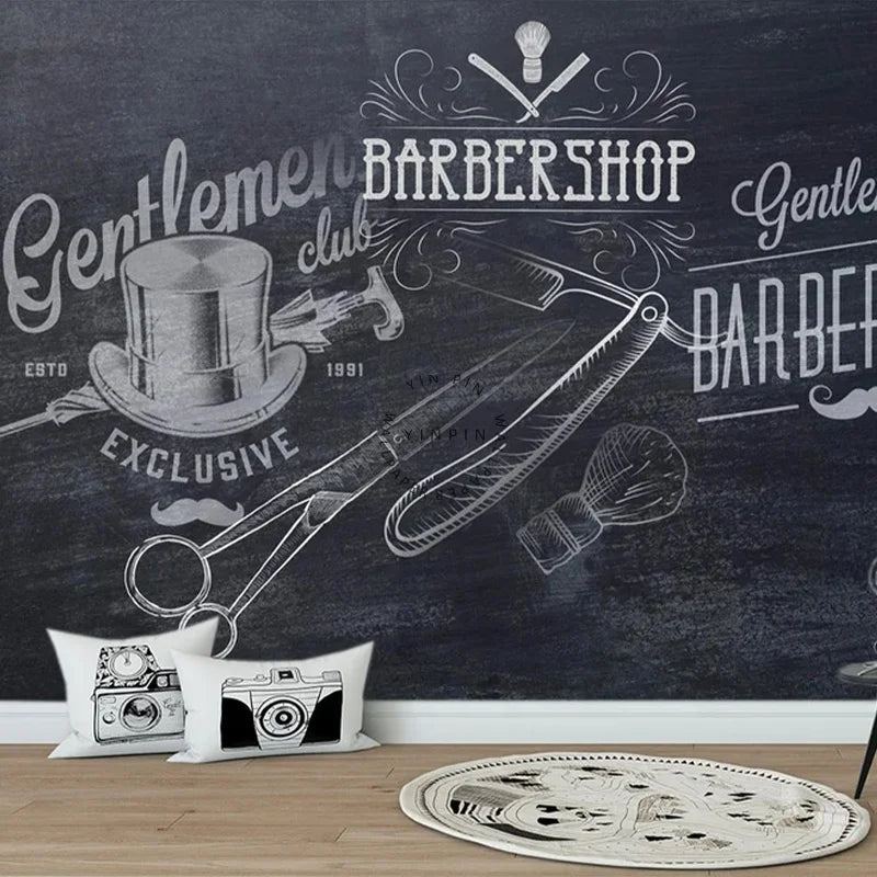 Modern Botanical Design Removable Wallpaper Self-Adhesive Waterproof and Anti-Static for Barber Shop & Mall Wall Art