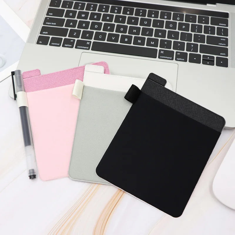 Universal PU Leather Sleeve Mouse Pouch with Pen Holder Creative Mini Rectangle Design for Laptop Portable Mouse Carrying Sleeve