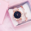Fenyi Wholesale Girls Women Leather Alloy Diamond Modern Fashion Ins Casual Business Gift Bracelet Quartz Watch Set Ladies