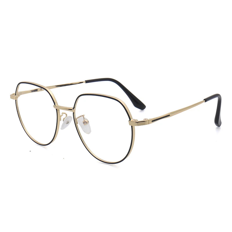 Eye Anti Blue Light Blocking Glasses Trendy Vintage Round Eyeglasses Frames Metal