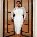 AM030123 Peplum Midi Plus Size Robes African Lace Fabric Flower Dresses Women