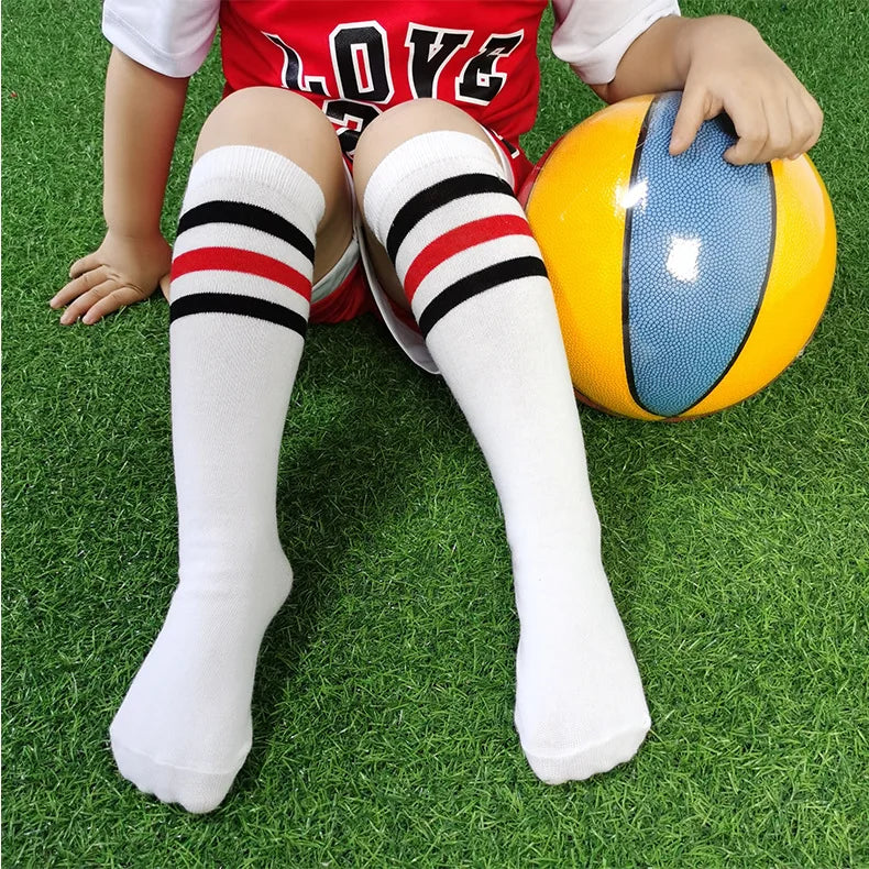 Affordable Classic Rainbow Stripe Mid-Calf Kids Socks Colorful Tube Soccer Socks for Boys & Girls