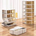 Wholesale Transparent Plastic Sneaker Stackable Shoe Kids Storage Boxes Drop Front Acrylic Drawer Type Magnetic Clear Shoe Box