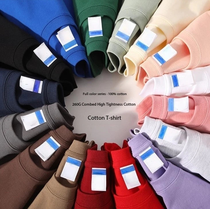 Bangladesh China Factory Price 260g Premium Heavyweight Pure Cotton T Shirt Men Loose Fit Drop Shoulder Casual Basic T Shirt