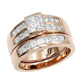 14K Yellow Gold Lab Created Zircon Ring Fine Jewelry Set 2 Carat Cushion Cut Engagement Ring & Wedding Band Wedding Brass