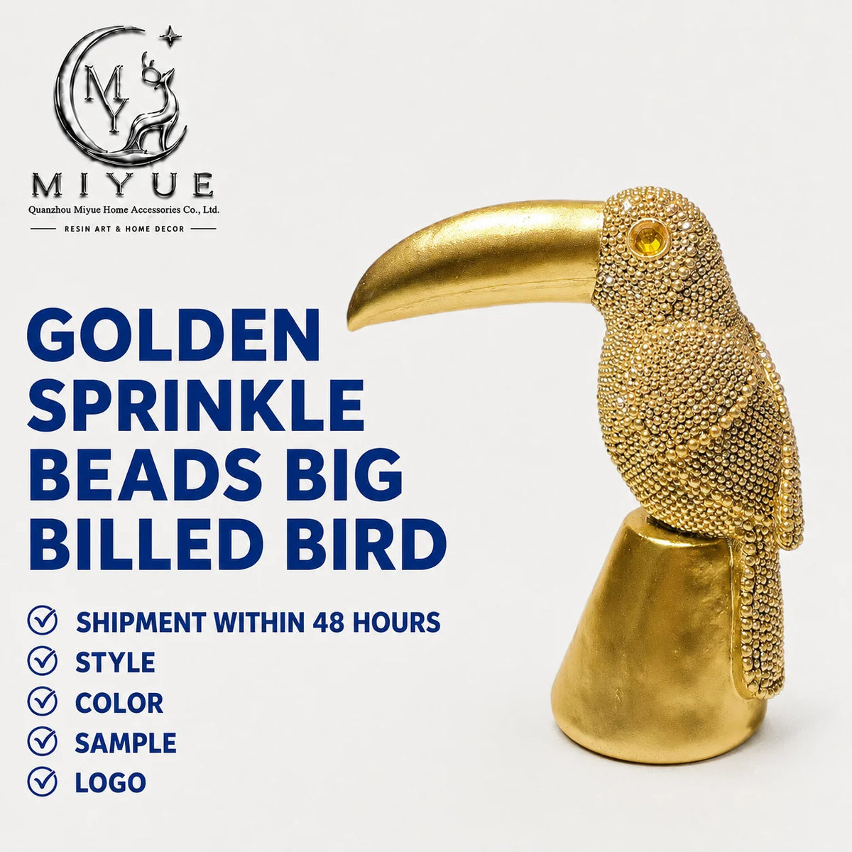 Light Luxury Scattered Pieces Dotted Beads Big Mouthed Bird Animal Ornaments Resin Handicrafts Airbrushed Exquisite Decals MegaBDM