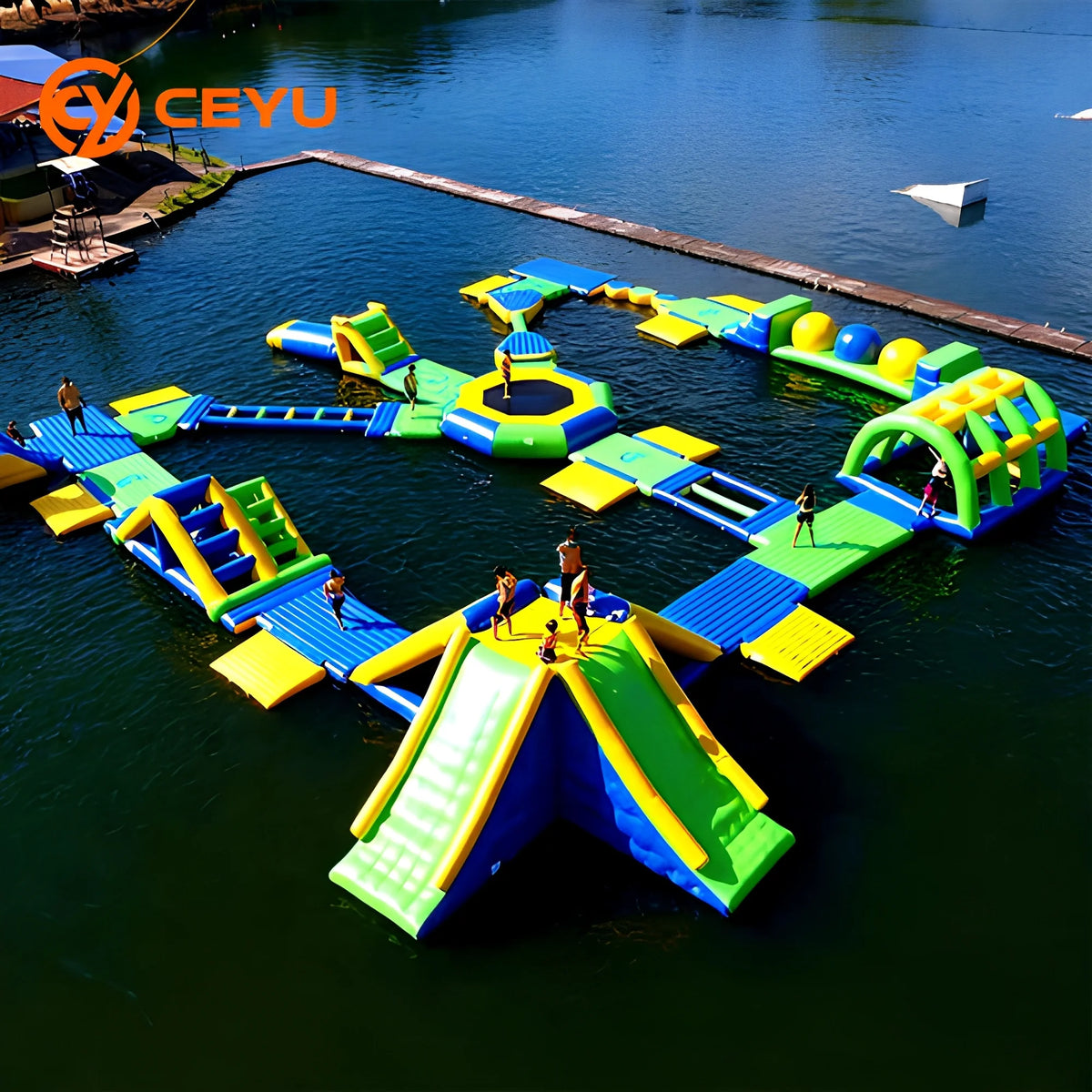 Ceyu Wibit Alternative UV Resistant Multi-level Inflatable Aqua Floating Water Park Obstacle Course Equipment for Kids Adults MegaBDM