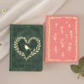 LABON Floral PU Leather Notebook with Gold Foil Debossed Cover Botanical Leaf Bird Design Hardcover Journals for Writing Gift