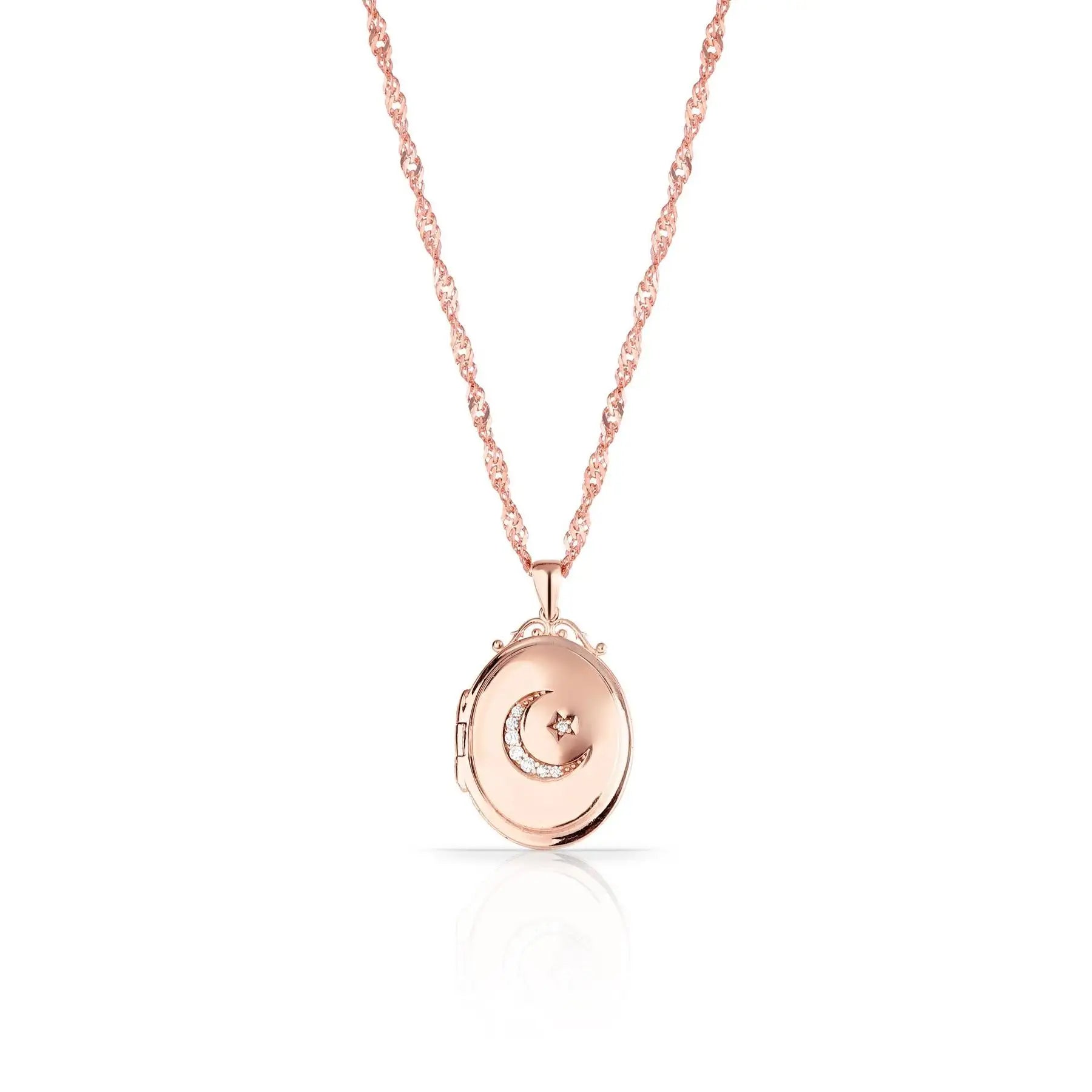 Azuris 925 Sterling Silver Crescent Star Medallion Necklace Fine Pendant with Picture Cap Turkey Origin