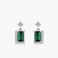 925 Sterling Silver Fashion Green Zircon Square Pendant Earrings for Women Bridal Engagement Wedding Jewelry Elegant Gift