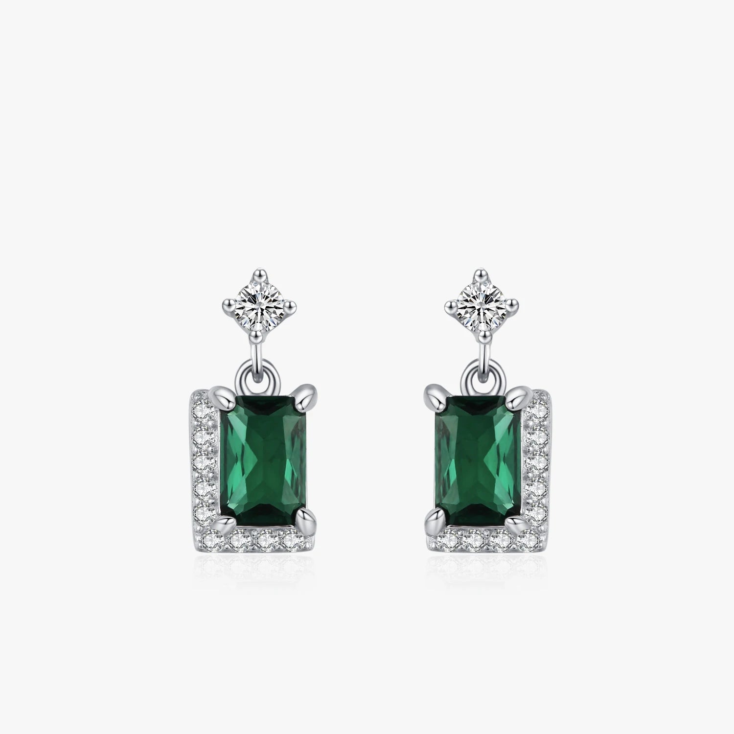 925 Sterling Silver Fashion Green Zircon Square Pendant Earrings for Women Bridal Engagement Wedding Jewelry Elegant Gift