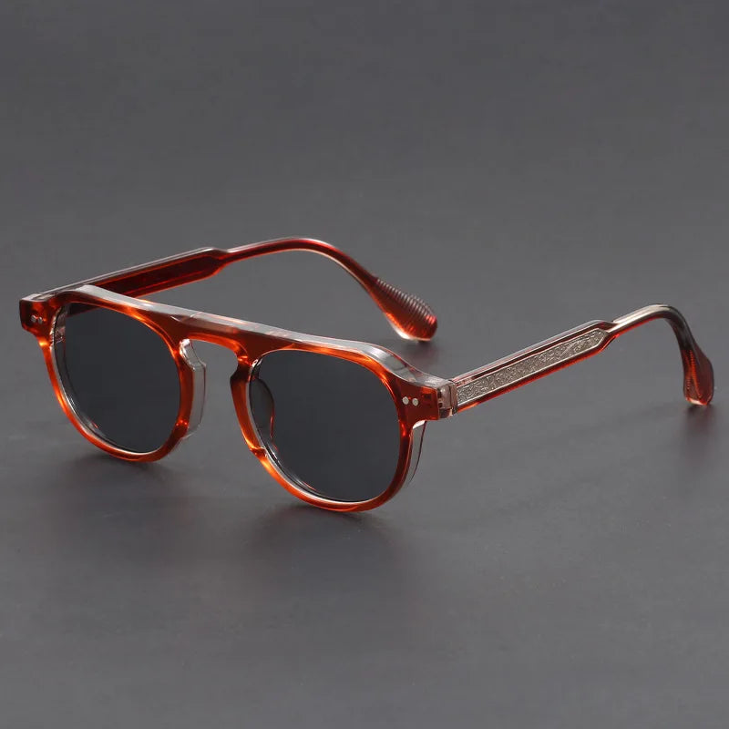Custom Logo 2025 Vintage Tortoiseshell TR90 Sunglasses UV400 Shades Rivets Pilot Square Sun Glasses for Men Women
