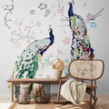 Germany Made Photo Wall Mural Bird White Blue Green Non Woven Vinyl Floral Bedroom Dining Sound-Absorbing Removable 1.59x2.80m