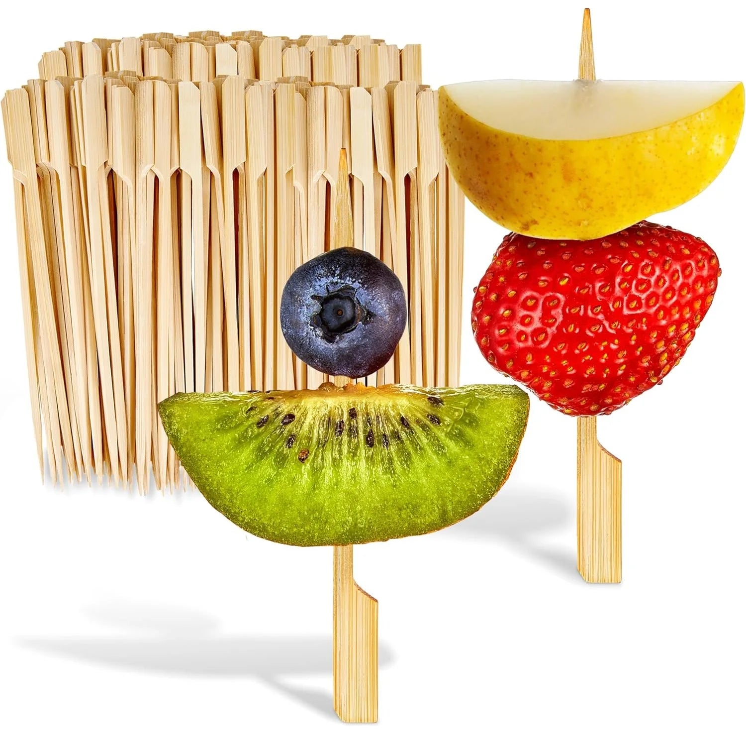 Disposable Bulk 12cm Disposable Natural Kebab Tools Gun Shape Flat Bamboo Skewer With Paddle