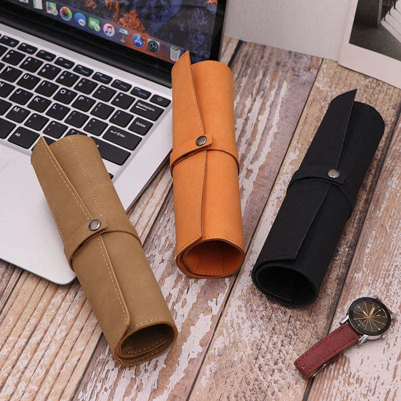 Multicolored PU Leather Watch Packaging Bag Foldable Watch Travel Case Convenient Watch Rolling Storage Bag for Outdoor