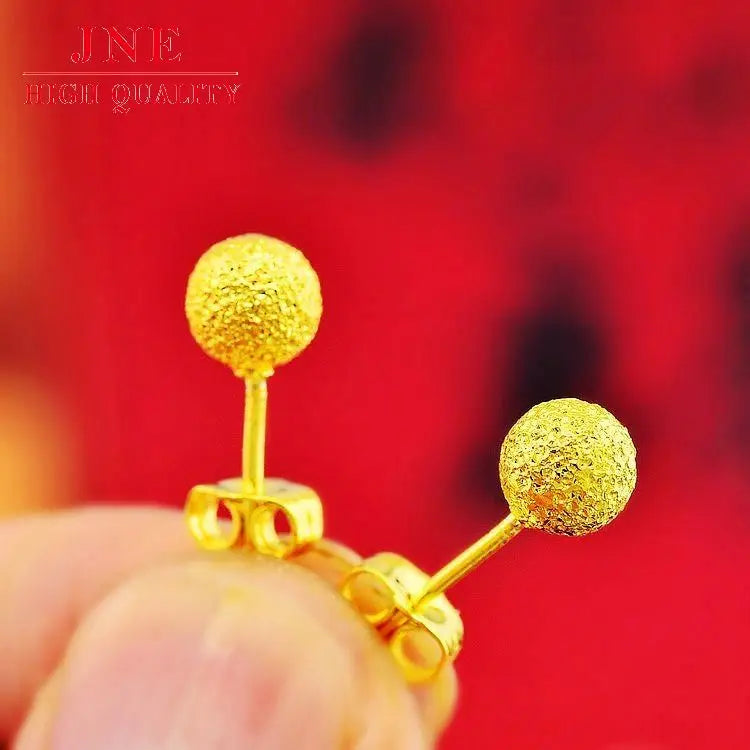 New Gold-Plated Retro Bean-shaped Stud Earrings Alluvial Gold Simple Frosted Earrings Women's 18K Gold-plated Earrings