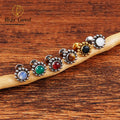 Flower Labret Natural Stone Body Piercing Fashion Jewelry ASTM F136 Titanium 10mm Opal Stud Earring Cartilage Tragus Conch MegaBDM