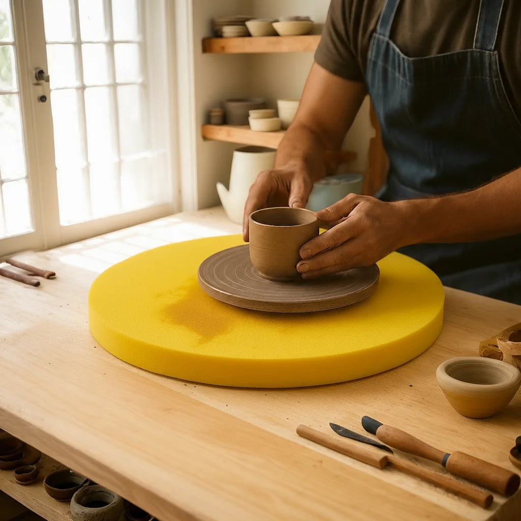 Extra-large Round Ceramic Sponge Pad | Pottery Clay & Glazing Tool for Sculpting Painting and Carving