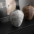 Wabi-Sabi Style Handcrafted Ceramic Vase | Textured Rustic White Pottery Vase for Home & Garden Decor