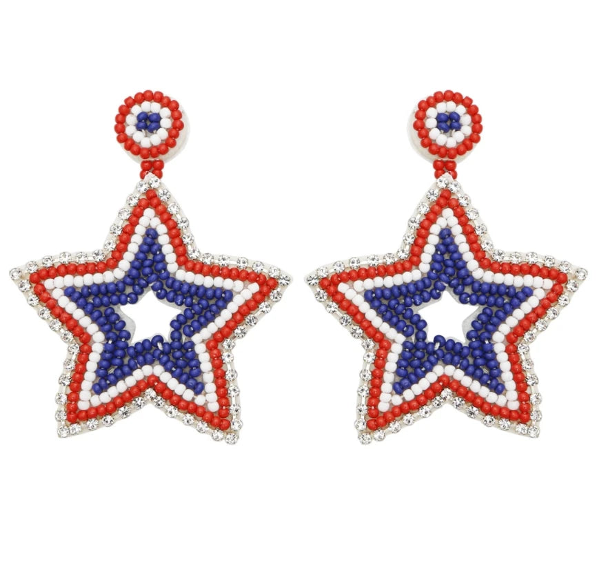 Ethnic Creative New Seed Beads Earrings for Women Bohemian Blue White Red Three Colors Stars Earring Jewelry for Women Gift